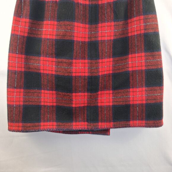 Vintage Marsh Landing Wool Plaid Red Navy Blue Wrap Skirt Size 10 Retro - Picture 10 of 13